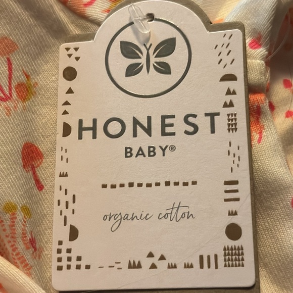 Honest Baby Sleeper Pink Mushrooms Organic Cotton 3-6 months New with tags - Picture 4 of 8